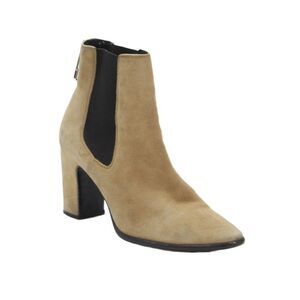 Balenciaga Womens Leather Suede Block Heel Ankle Boots Black Brown Size 7